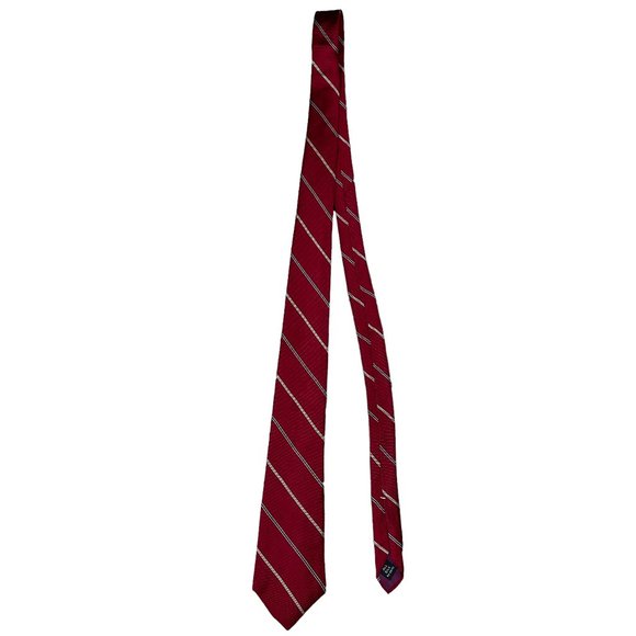 Arnie Vintage Men's Red Repp Striped Classic Silk Necktie - Picture 1 of 7